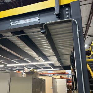 This images shows the LED lighting installed under the Wildeck mezzanine platform designed and installed by Purdy Company
